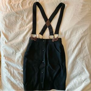 Manoush Black Wool Blend Suspender Skirt